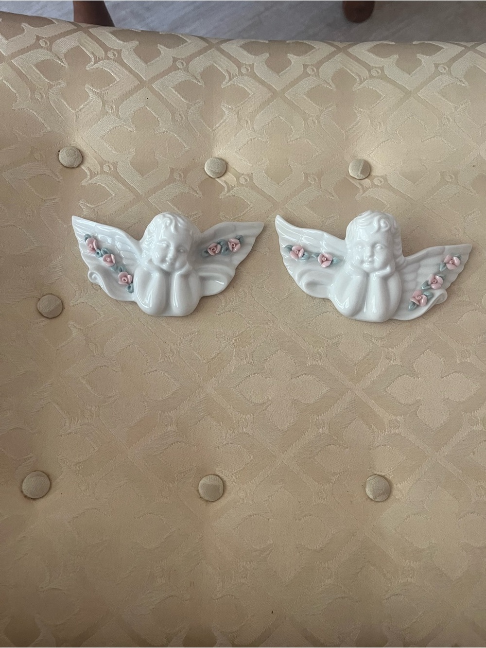 Pair of vintage ceramic cherubs